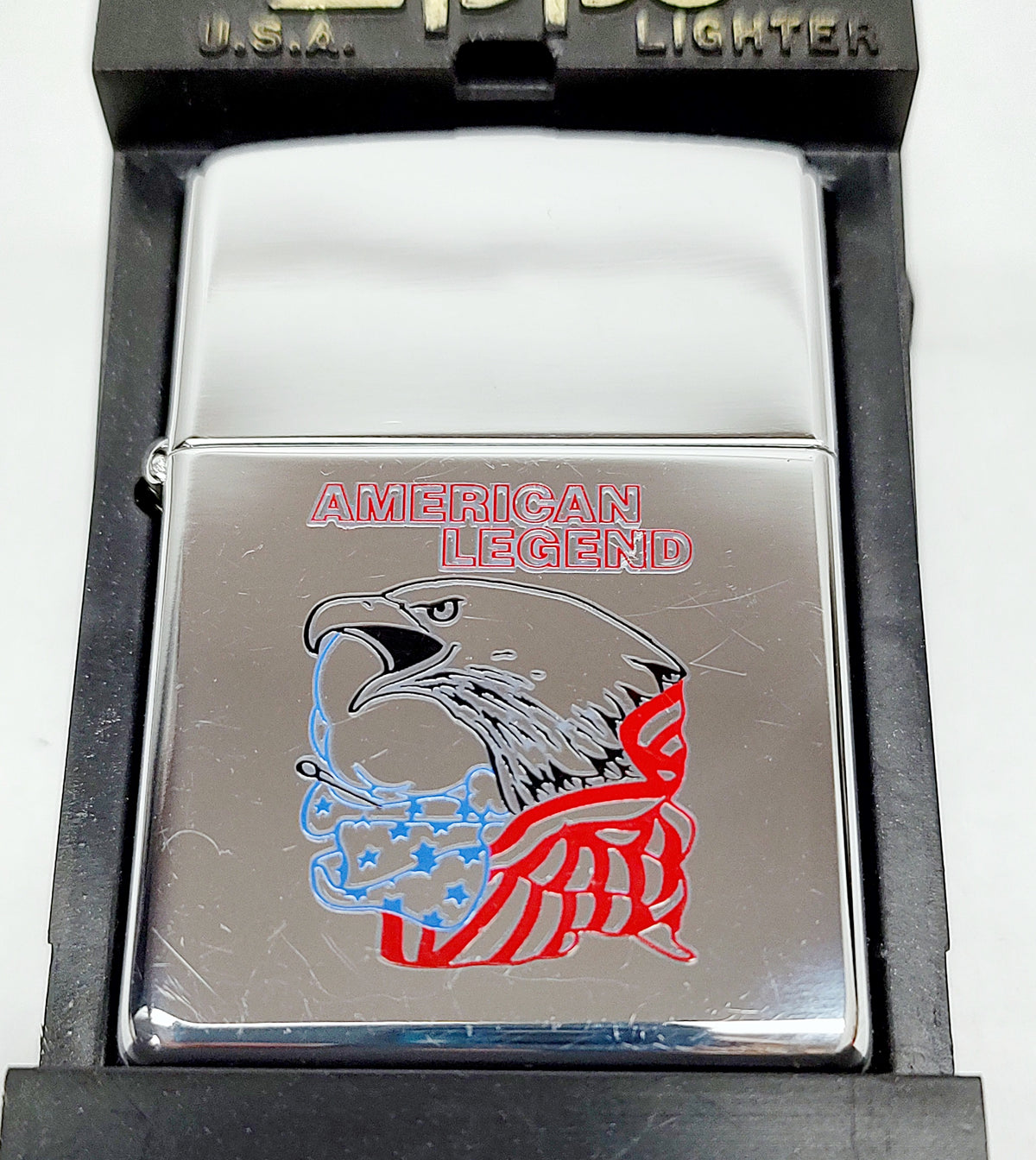 New 2001 American Legend Eagle High Polished Chrome Zippo Lighter - Hers and His Treasures