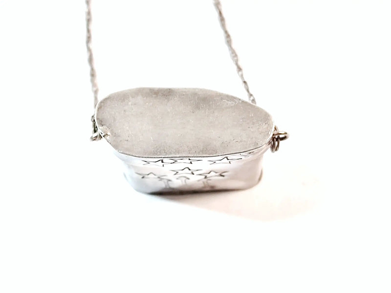 Vintage LHTC 87-89 Large Silver Pendant Trinket Keepsake Storage Box Necklace - Hers and His Treasures