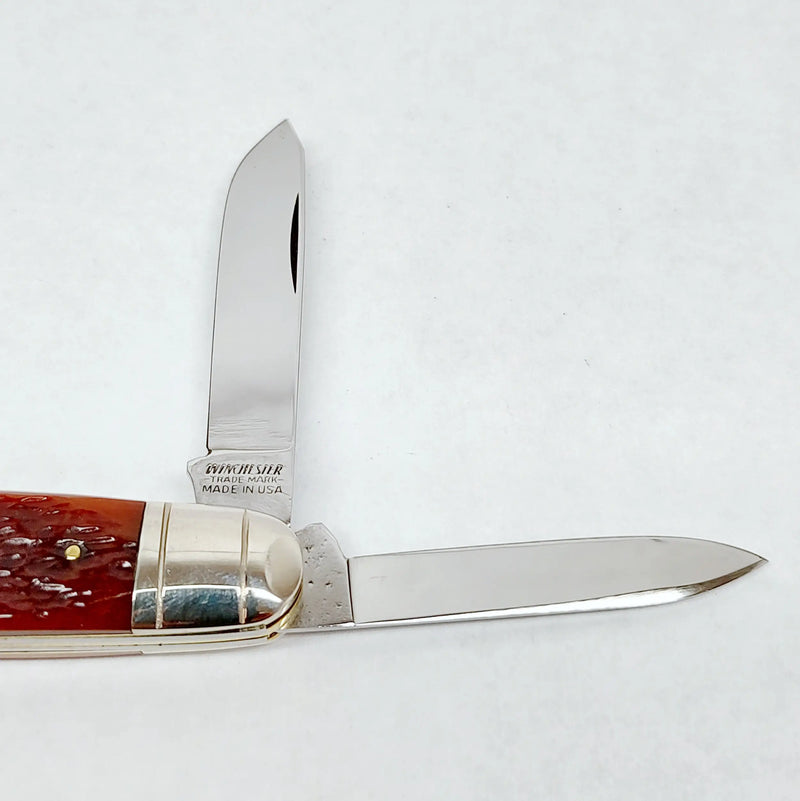 1992 Winchester W18 39101 Burnt Orange Bone Large Whittler Pocket Knife-Hers and His Treasures