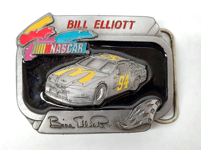 1996 Bill Elliott #94 Nascar McDonalds Enamel Racing Belt Buckle