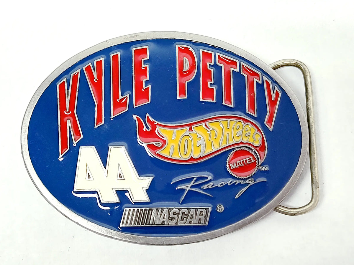 1997 Kyle Petty #44 Nascar Hot Wheels Enamel Racing Belt Buckle - Hers and His Treasures
