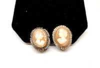 1920's - 1950's Bari Italy BA800 Cameo Carved Shell Earrings | Italy - Hers and His Treasures