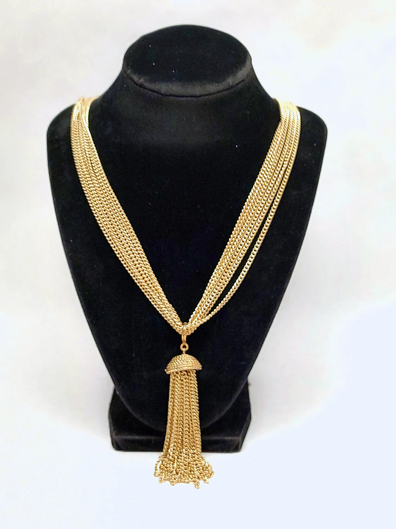 1970 Sarah Coventry Golden Tassel Multi-Strand Necklace - Hers and His Treasures