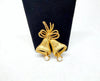 Vintage Mamselle Christmas Bells Gold Tone Brooch Pin  - Hers and His Treasures