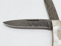 Bear & Son Large Trapper Pocket Knife with MOP and Damascus Steel Blades - Hers and His Treasures