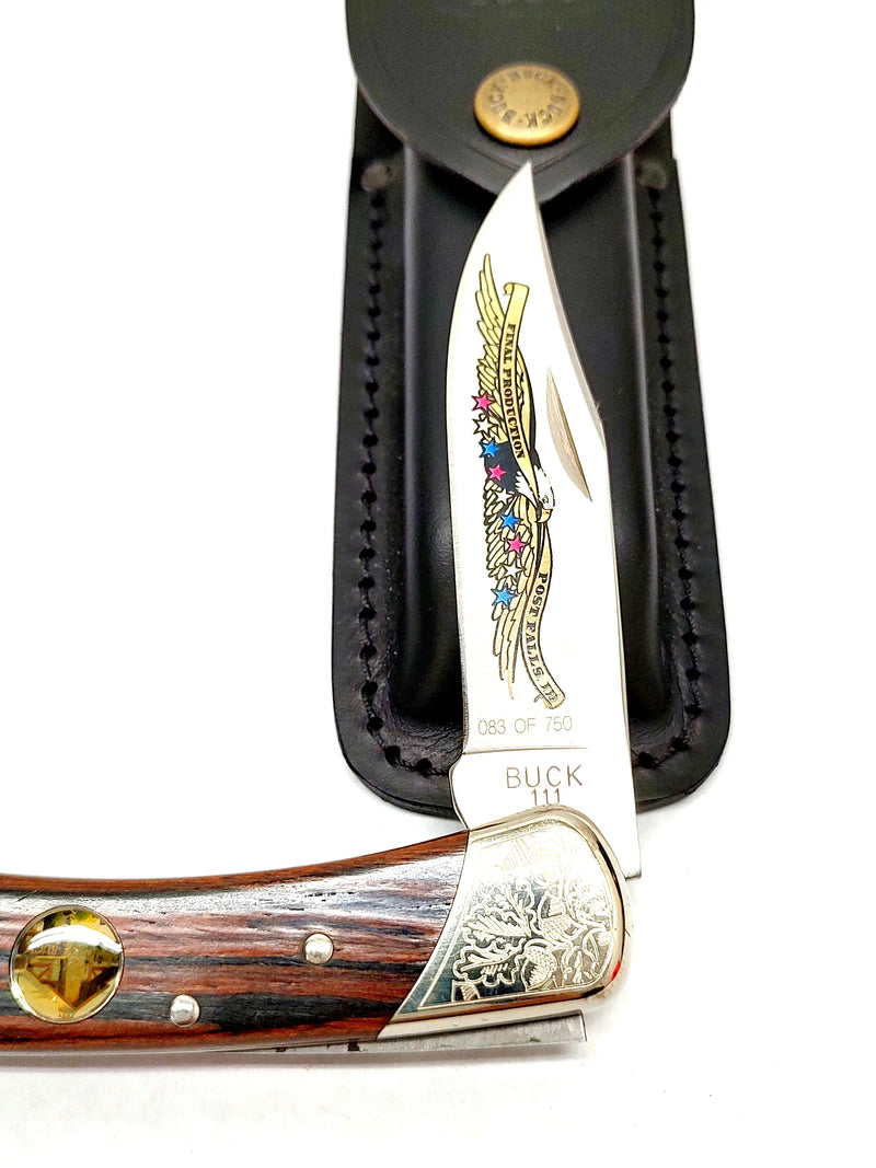 Buck 111 Final Production Post Falls Pocket Knife with Sheath - Hers and His Treasures
