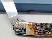 2012 Case XX Tested 62131 Antiqued Bone Canoe Pocket Knife with Engraved Bolsters - Hers and His Treasures