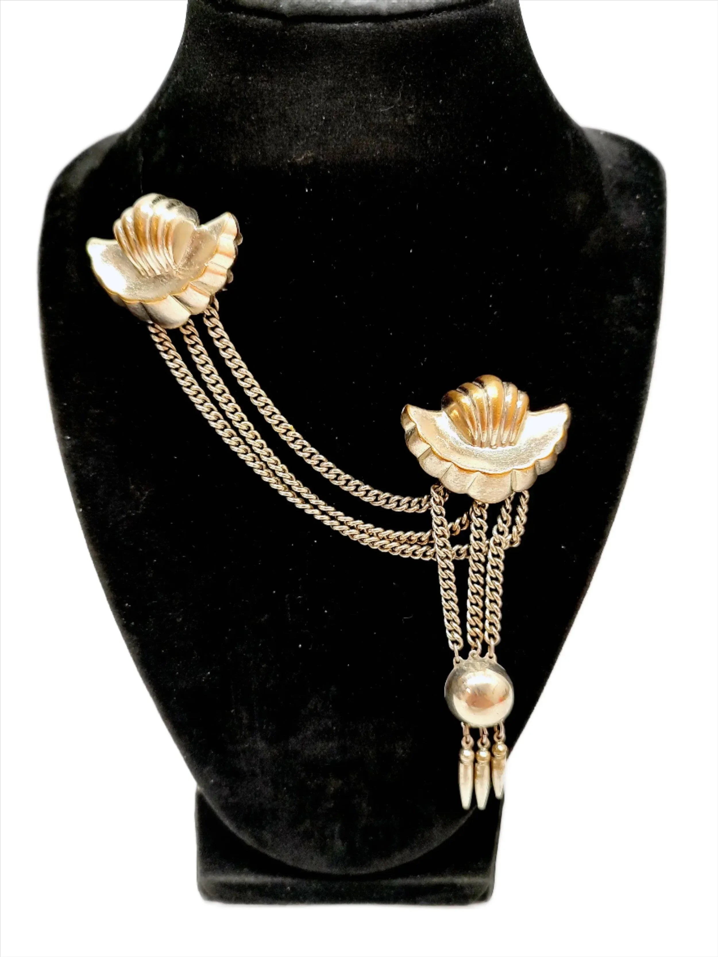 1947 Monet Silver Tone Chain Convertible Double Brooch Pin – Hers