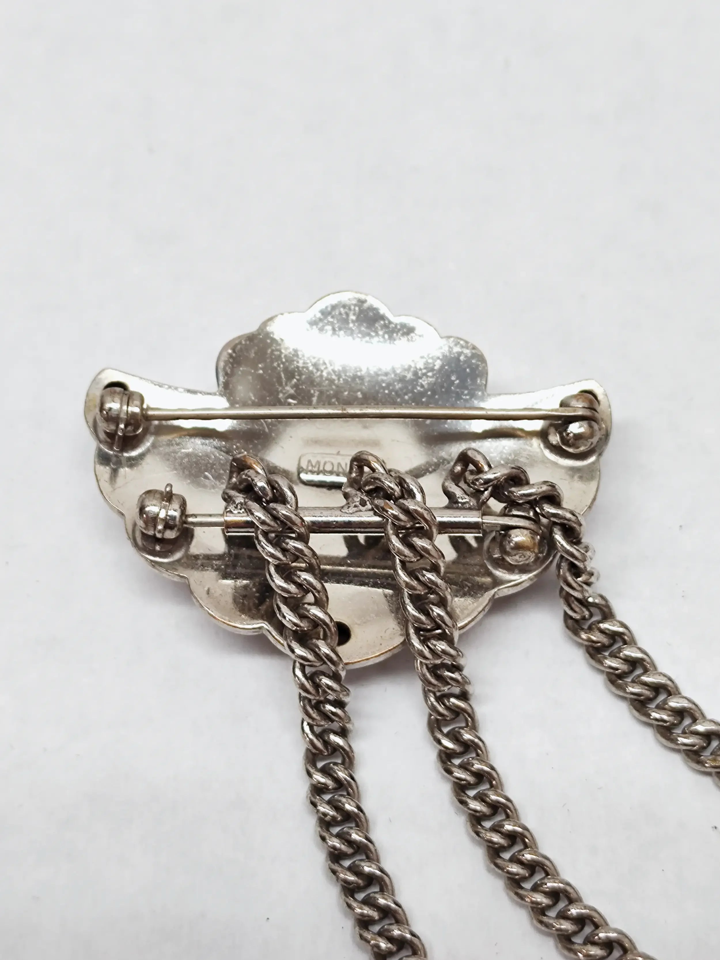 Anthropologie Silver Double-Chain Pin Brooch 1947 Monet Silver Tone Chain Convertible Double Brooch Pin  main image 4