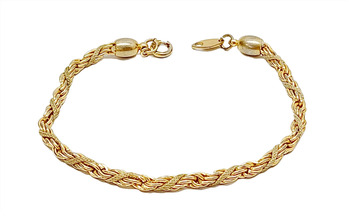 Vintage Trifari TM Gold Tone Twisted Rope Bracelet | USA - Hers and His Treasures