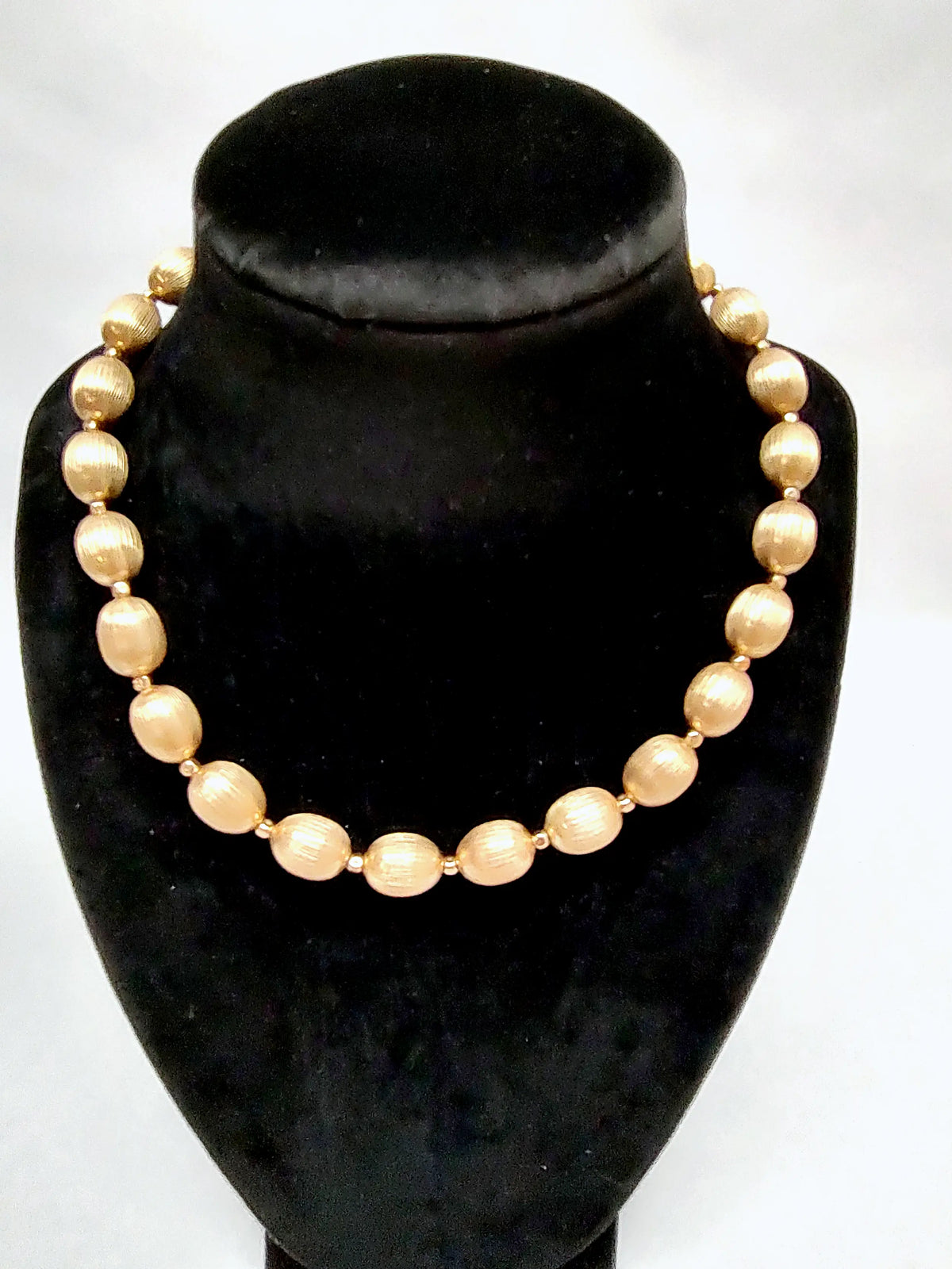 Vintage Trifari Brushed Gold Tone Beaded Necklace | USA - Hers and His Treasures