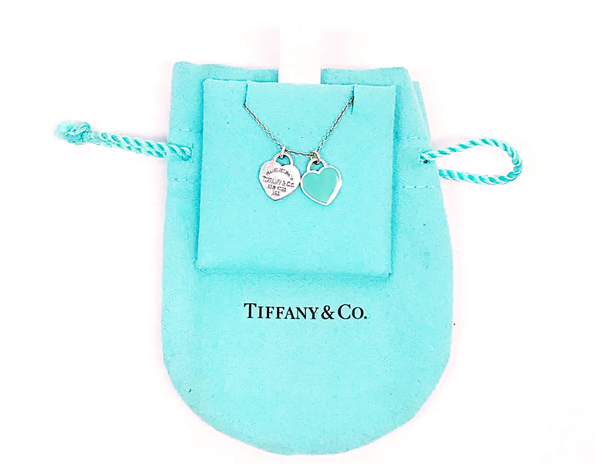 Authentic Tiffany & Co. .925 Sterling Silver "Return To" Mini Double Heart Necklace - Hers and His Treasures