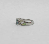 Simulated Opal and CZ Mystic Topaz .925 Sterling Silver Ring