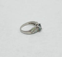 Simulated Opal and CZ Mystic Topaz .925 Sterling Silver Ring
