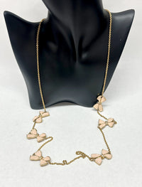 Vintage J Crew Pink Bow Gold Tone Necklace - Hers and His Treasures
