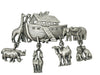 JJ Jonette Noah's Ark Pewter Brooch with Dangling Animal Charms - Hers and His Treasures