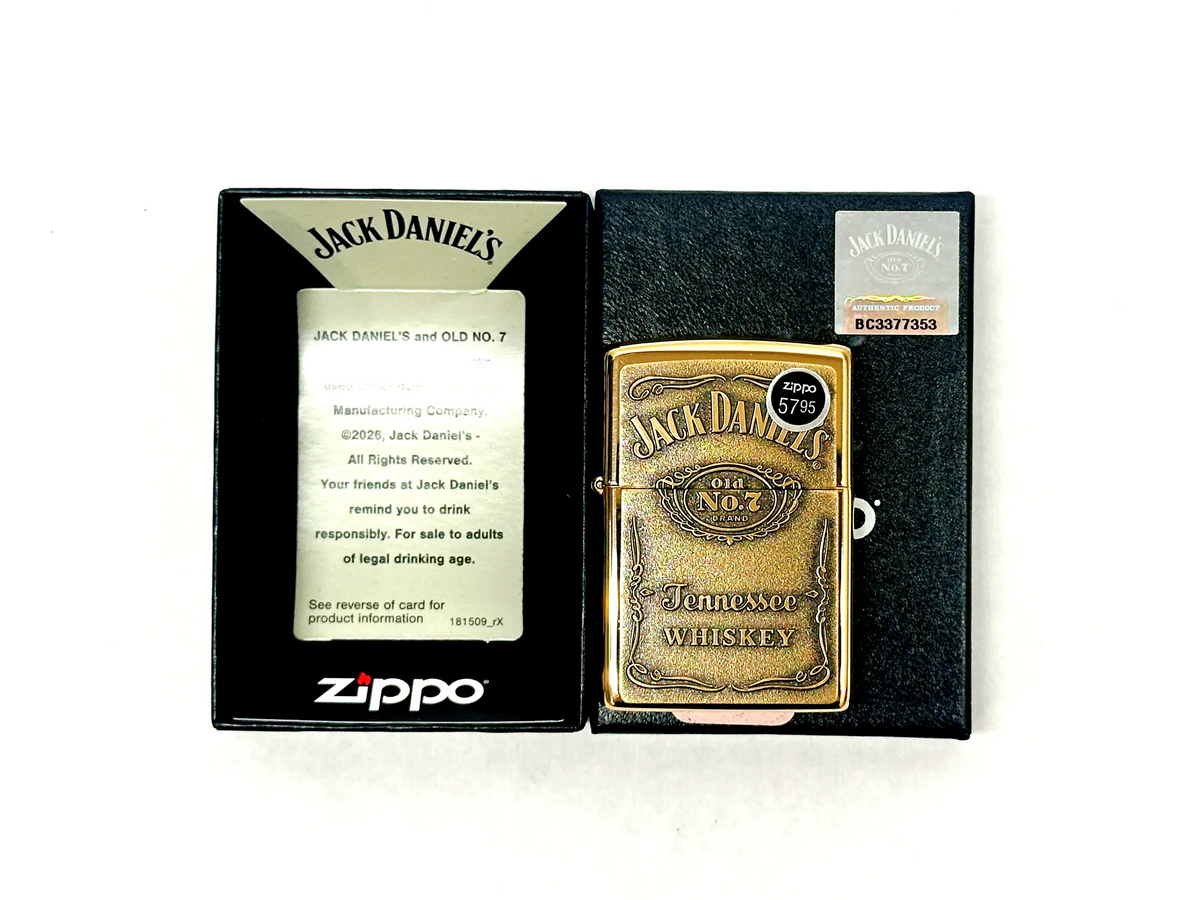 2026 Jack Daniel's Label Brass Emblem Zippo Lighter - Hers and His Treasures