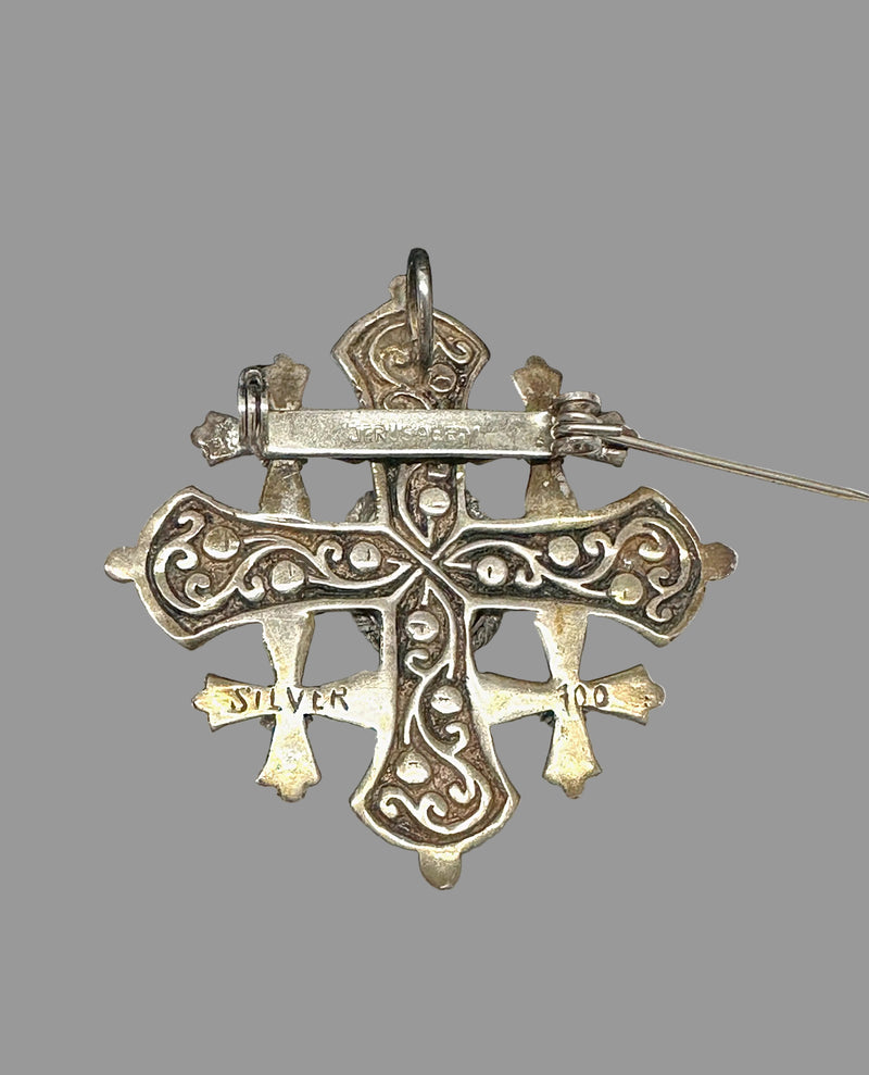 Jerusalem Crusaders Cross 900 Silver Brooch Pendant - Hers and His Treasures