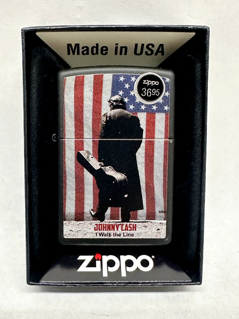 2024 Johnny Cash I Walk The Line Black Matte Zippo Lighter - Hers and His Treasures