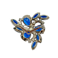 Juliana Vibrant Sapphire Blue and AB Rhinestone Brooch Pin - Hers and His Treasures