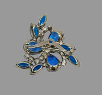 Juliana Vibrant Sapphire Blue and AB Rhinestone Brooch Pin - Hers and His Treasures