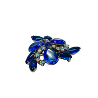 Juliana Vibrant Sapphire Blue and AB Rhinestone Brooch Pin - Hers and His Treasures