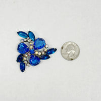 Juliana Vibrant Sapphire Blue and AB Rhinestone Brooch Pin - Hers and His Treasures