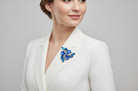 Juliana Vibrant Sapphire Blue and AB Rhinestone Brooch Pin - Hers and His Treasures