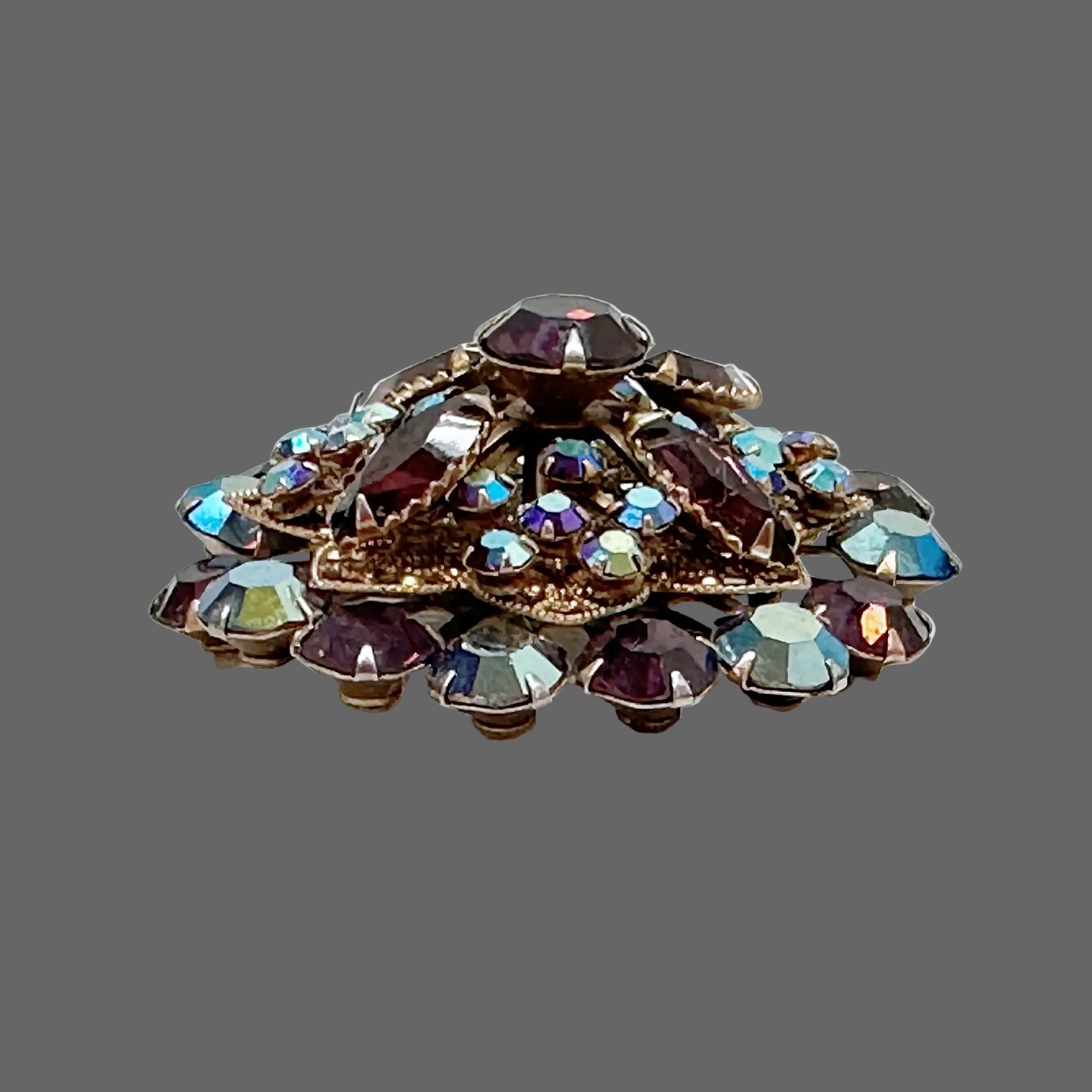 Juliana D&E Amethyst Purple AB Rhinestone Gold Tone Brooch - Hers and His Treasures