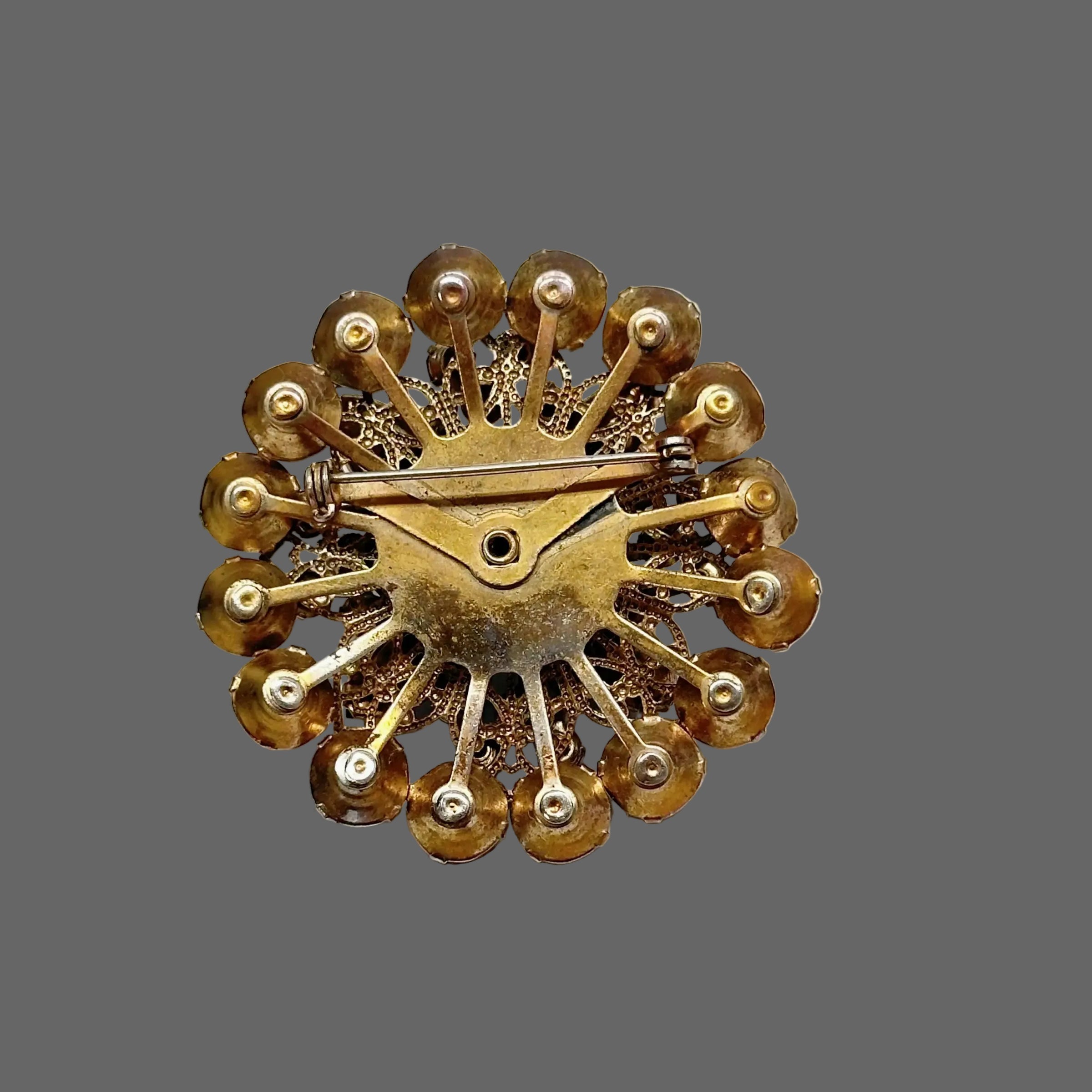 Juliana D&E Amethyst Purple AB Rhinestone Gold Tone Brooch - Hers and His Treasures