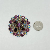 Juliana D&E Amethyst Purple AB Rhinestone Gold Tone Brooch - Hers and His Treasures