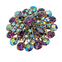 Juliana D&E Amethyst Purple AB Rhinestone Gold Tone Brooch - Hers and His Treasures