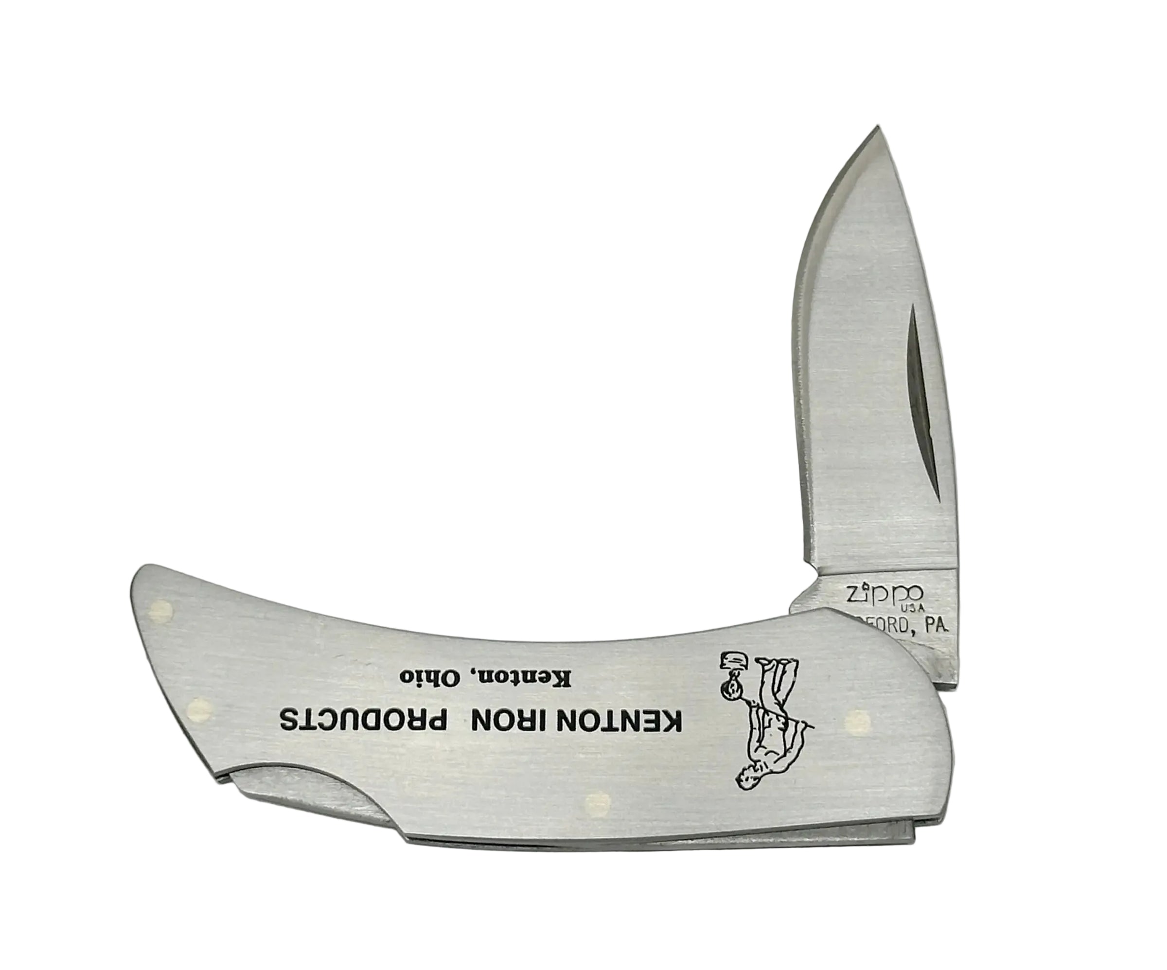 Kenton, OH Iron Products Stainless Steel Zippo Pocket Knife - Hers and His Treasures