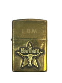 1991 VII Brass Marlboro Longhorn Steer on Star Zippo Lighter - Hers and His Treasures