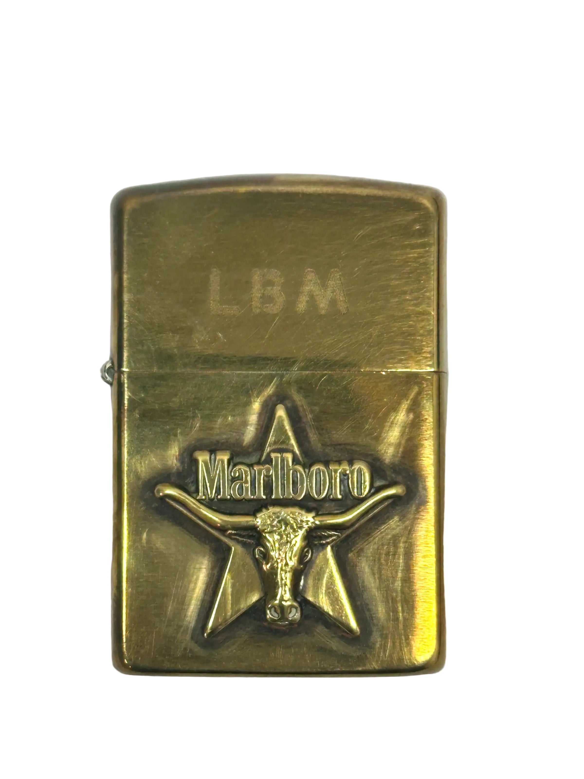1991 VII Brass Marlboro Longhorn Steer on Star Zippo Lighter - Hers and His Treasures
