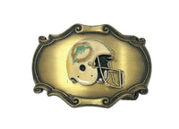 1978 NFL Miami Dolphins Enamel Football Helmet Brass Raintree Belt Buckle - Hers and His Treasures