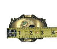 1978 NFL Miami Dolphins Enamel Football Helmet Brass Raintree Belt Buckle - Hers and His Treasures