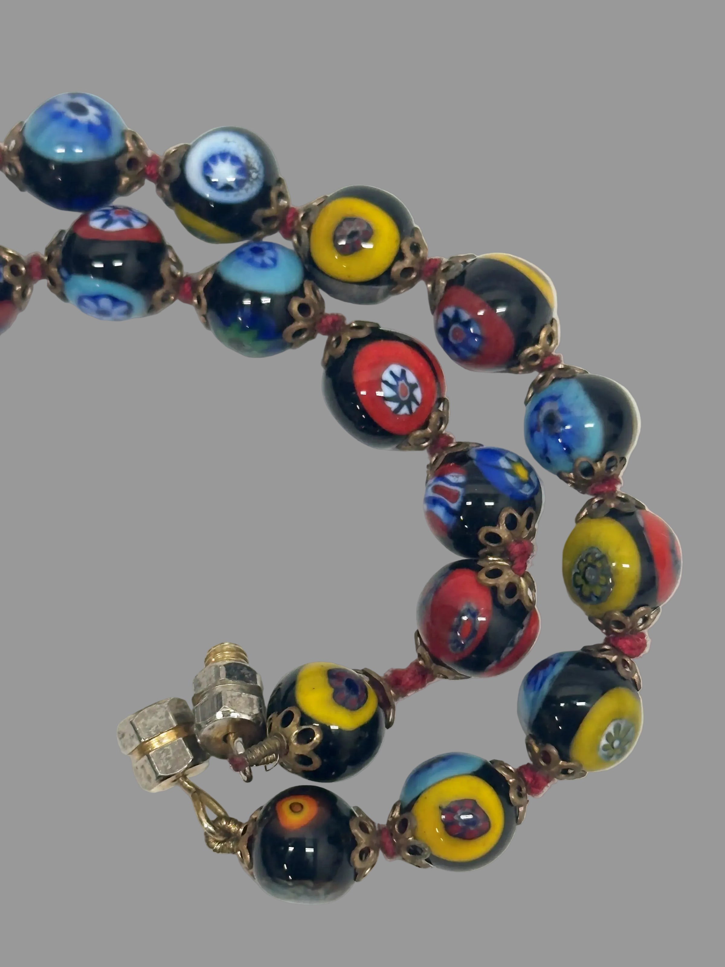 Vintage Murano Venetian Millefiori Glass 20" Necklace