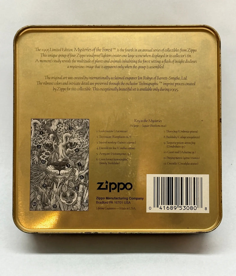 1995 Mysteries of the Forest Set of 4 Zippo Lighter Set - Hers and His Treasures