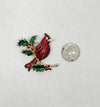 Napier Red Cardinal Poinsettia Christmas Rhinestone Brooch Pin - Hers and His Treasures