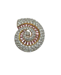 Nolan Miller Snail Shell Pink & Clear Rhinestone Brooch Pin - Hers and His Treasures