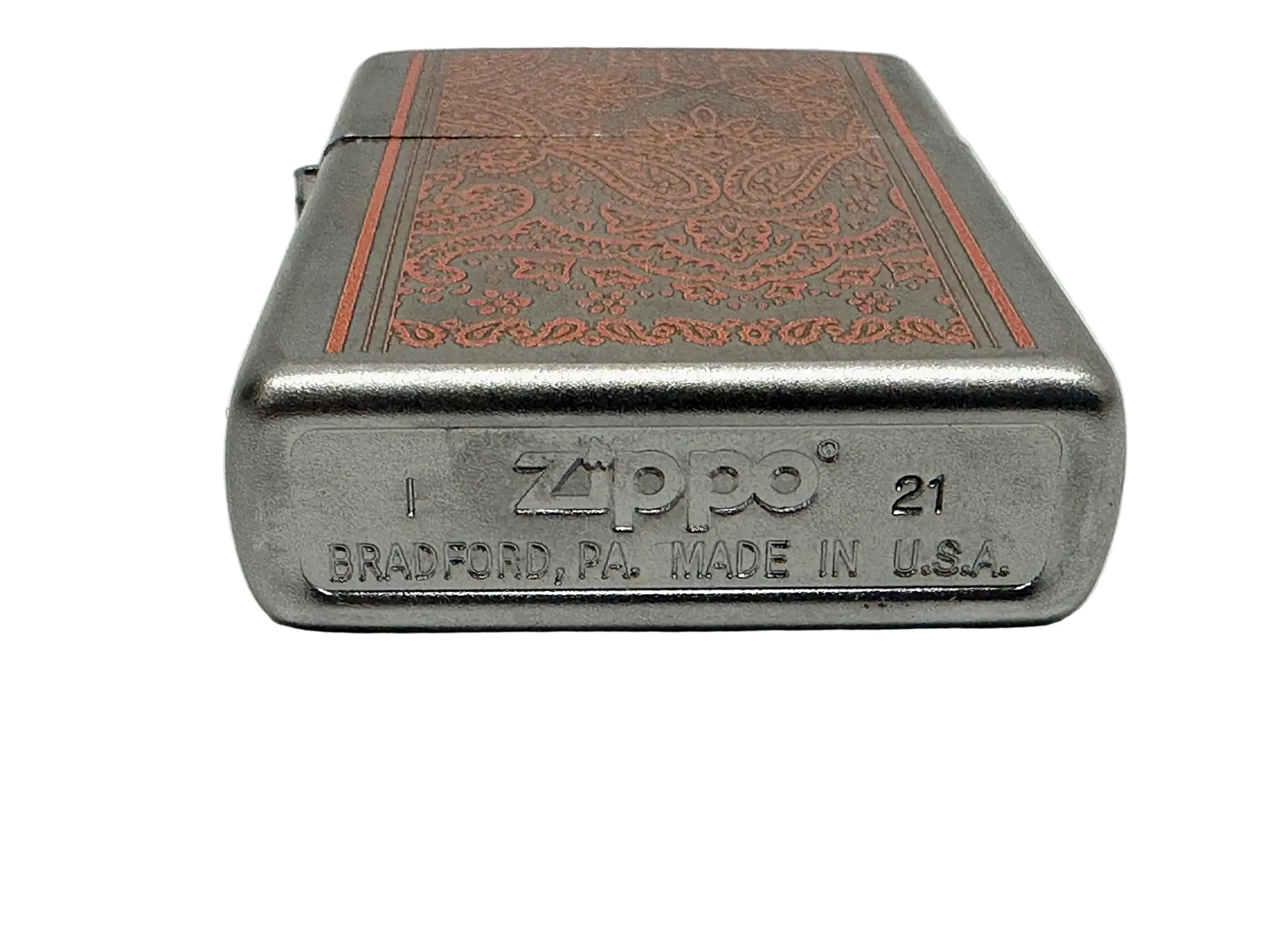 2021 Marlboro Exclusive Orange Paisley Satin Chrome Zippo Lighter -Hers and His Treasures