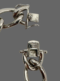 Silver Toned Chain Link Bracelet Signed PAJ - Hers and His Treasures