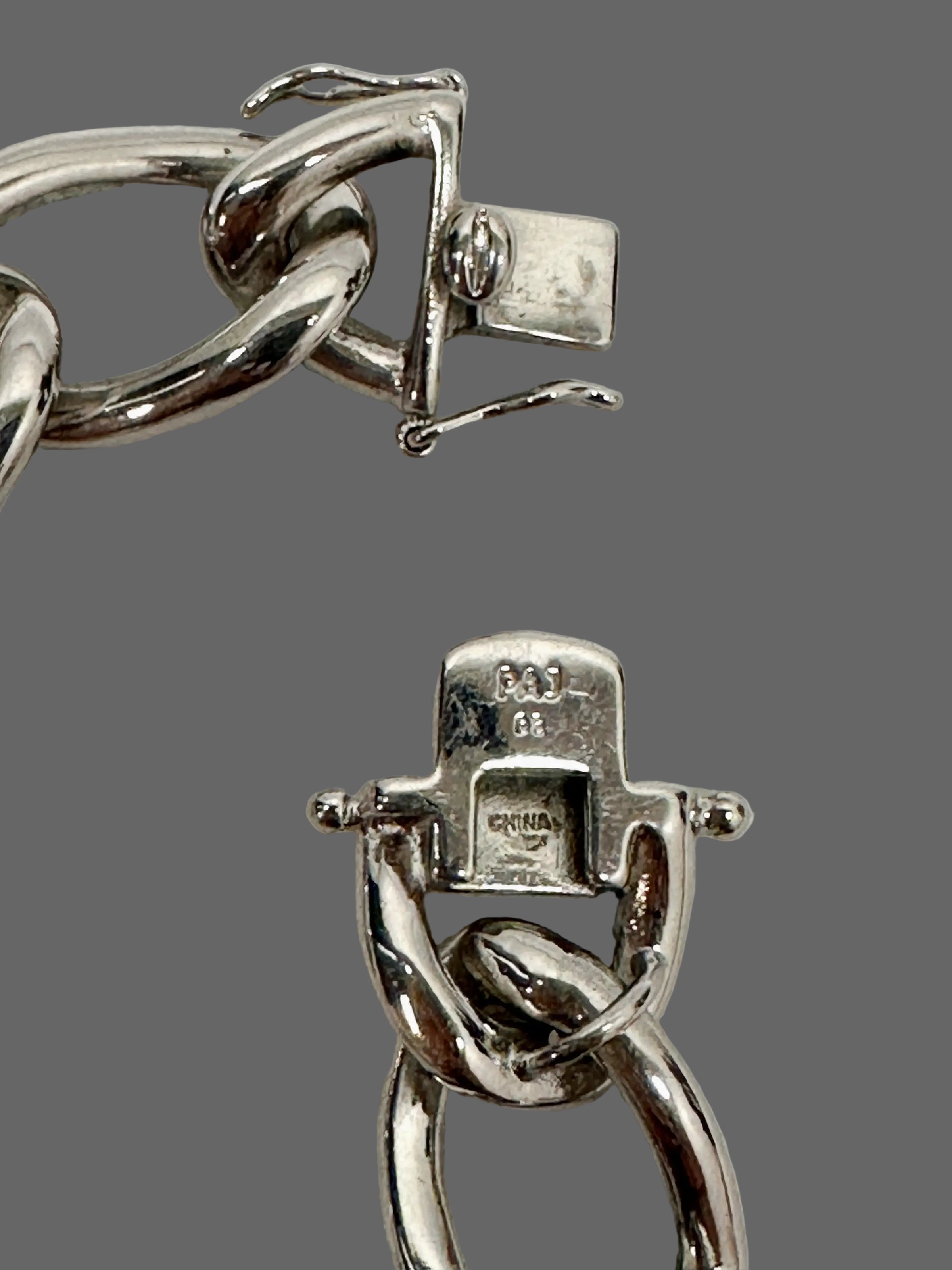 Silver Toned Chain Link Bracelet Signed PAJ - Hers and His Treasures