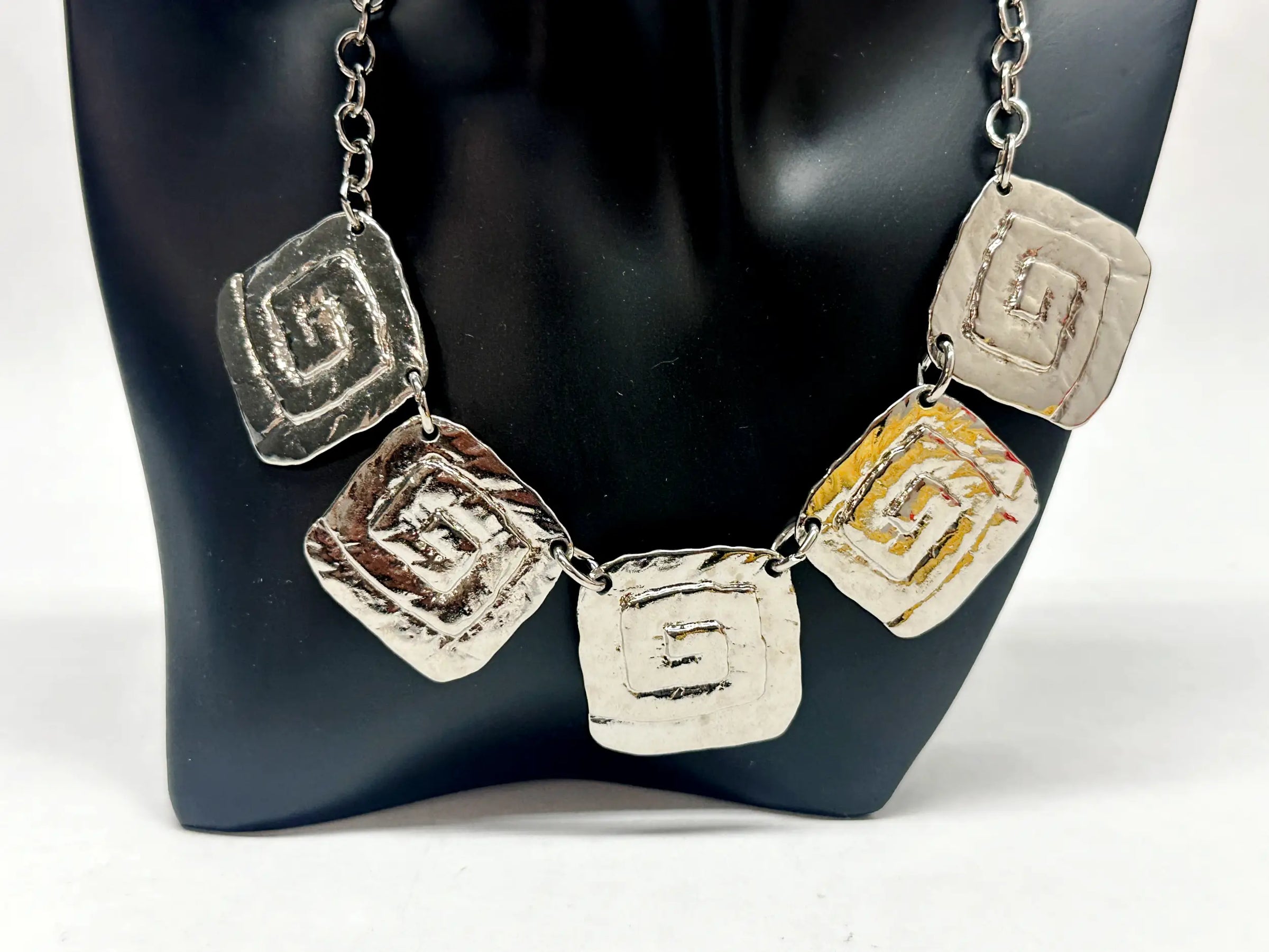 1980's Park Lane Etruscan Swirl Silver Tone Choker Necklace - Hers and His Treasures