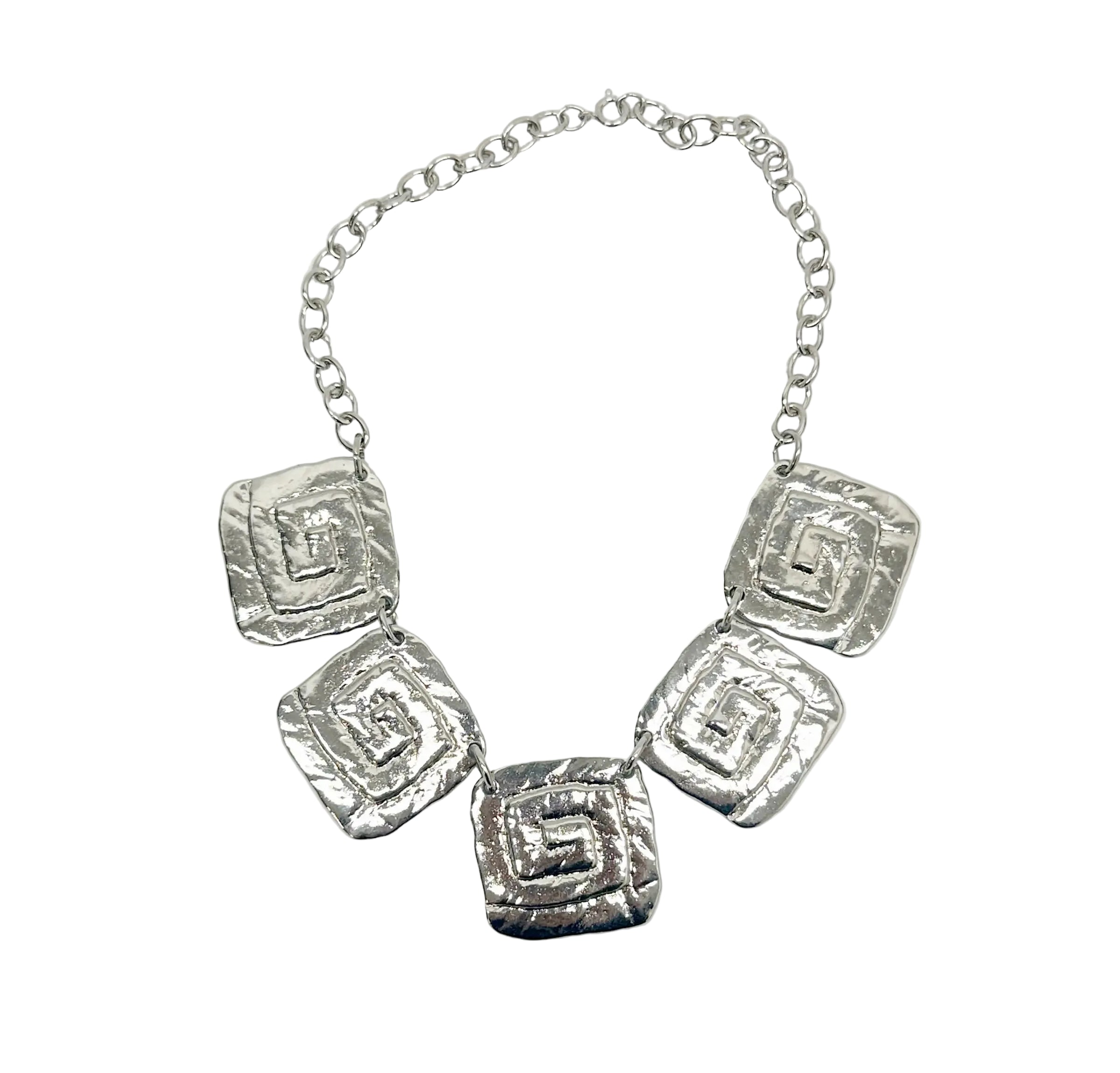 1980's Park Lane Etruscan Swirl Silver Tone Choker Necklace - Hers and His Treasures