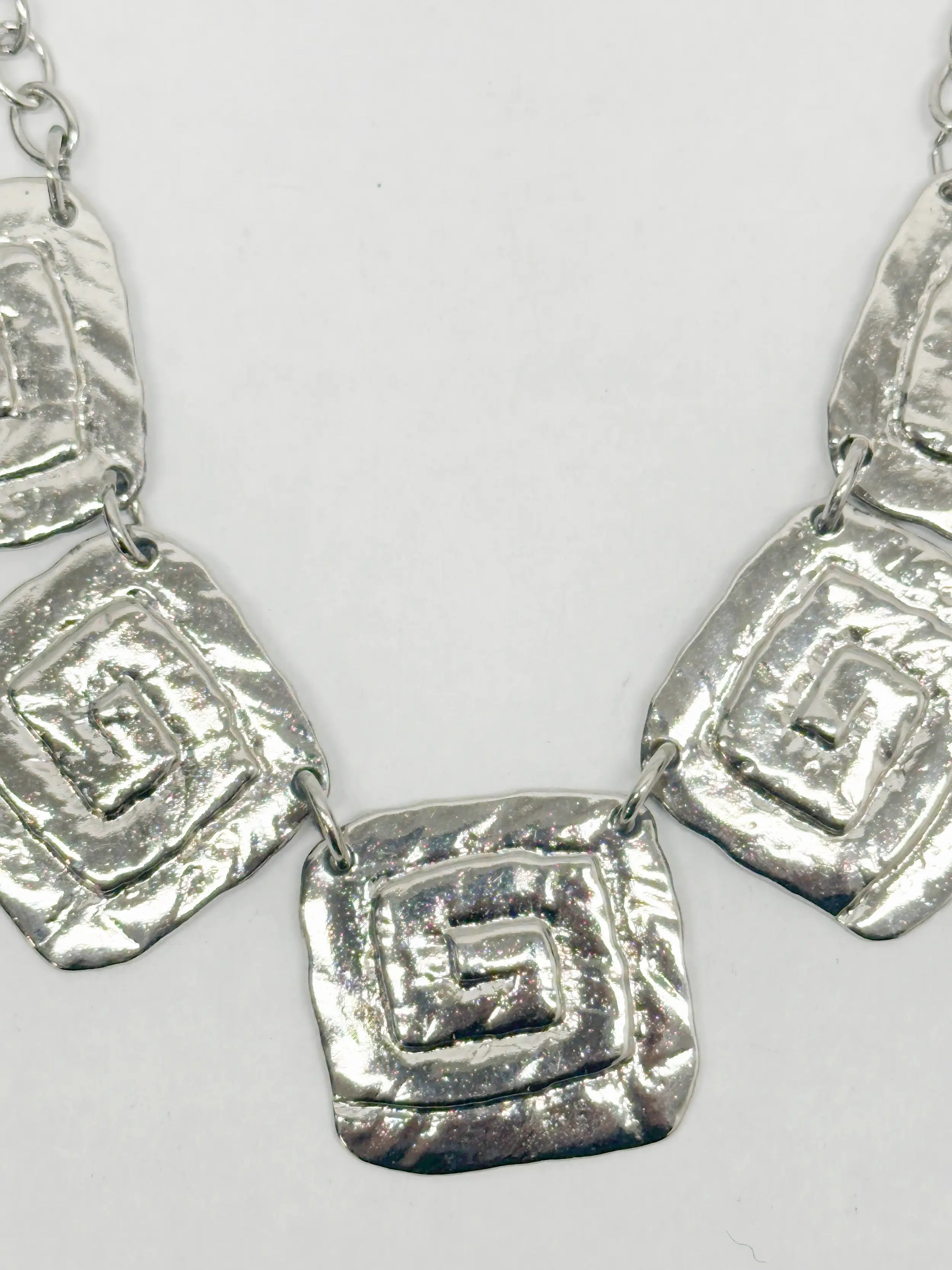 1980's Park Lane Etruscan Swirl Silver Tone Choker Necklace - Hers and His Treasures