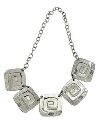 1980's Park Lane Etruscan Swirl Silver Tone Choker Necklace - Hers and His Treasures