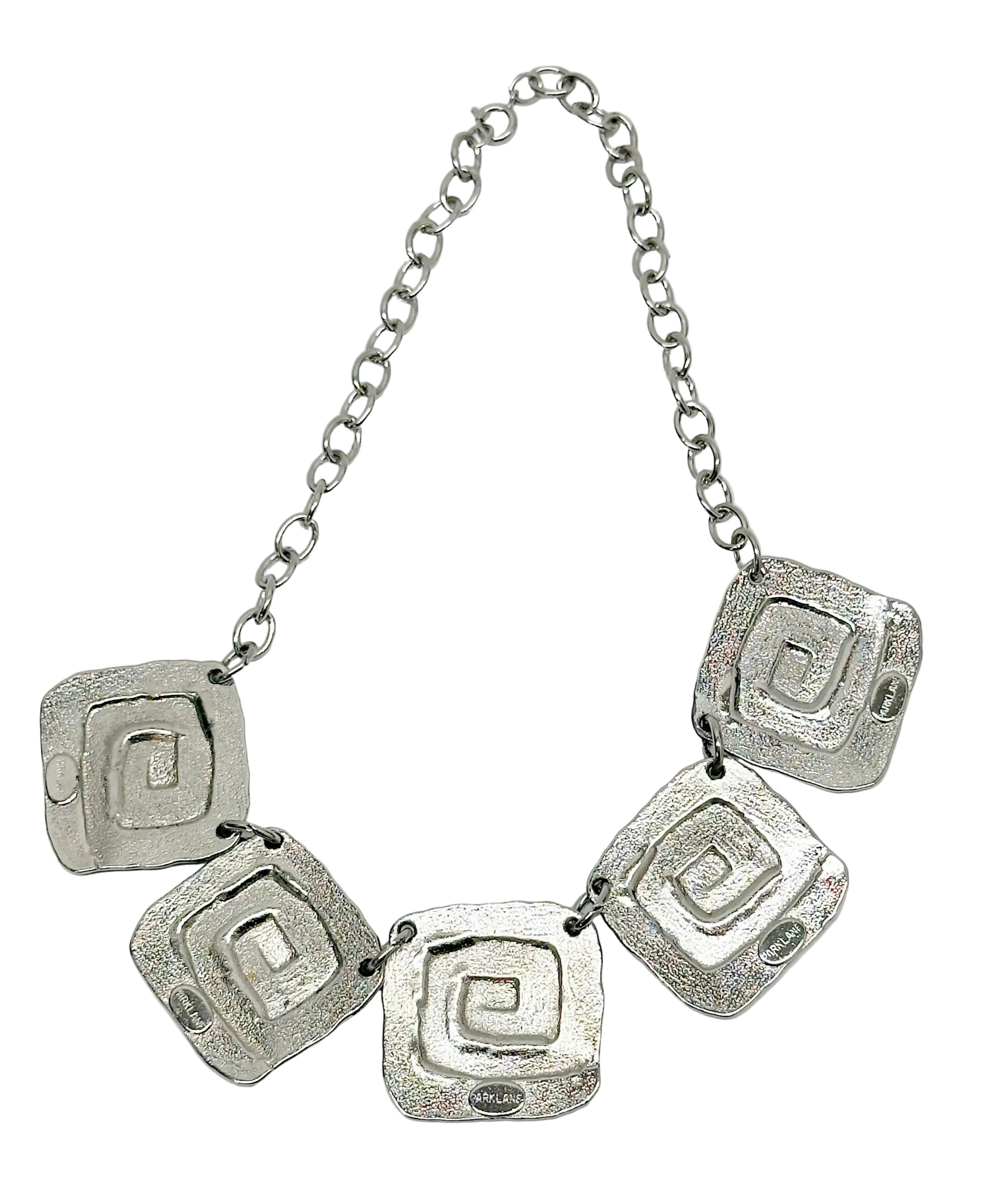 1980's Park Lane Etruscan Swirl Silver Tone Choker Necklace - Hers and His Treasures