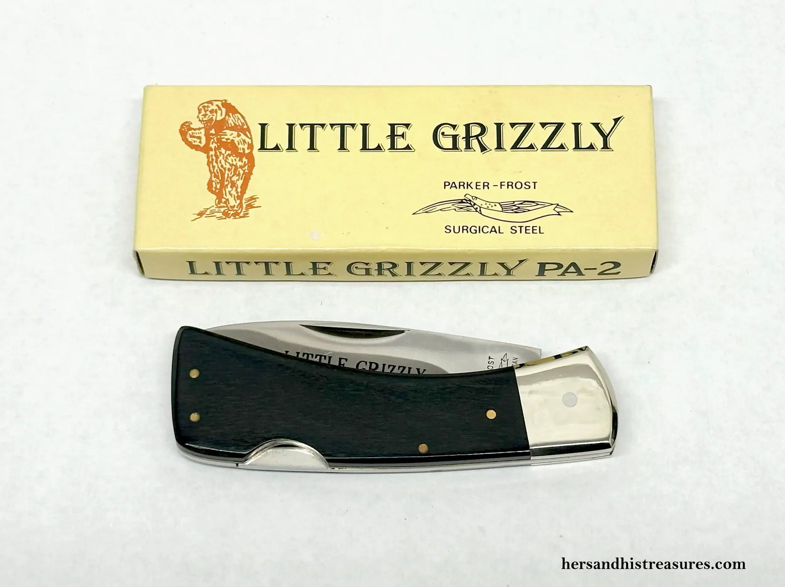 Vintage Parker Frost Little Grizzley Wood Lockback Pocket Knife